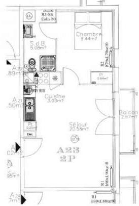 CAEN appt T2 40m2 balcon parking
