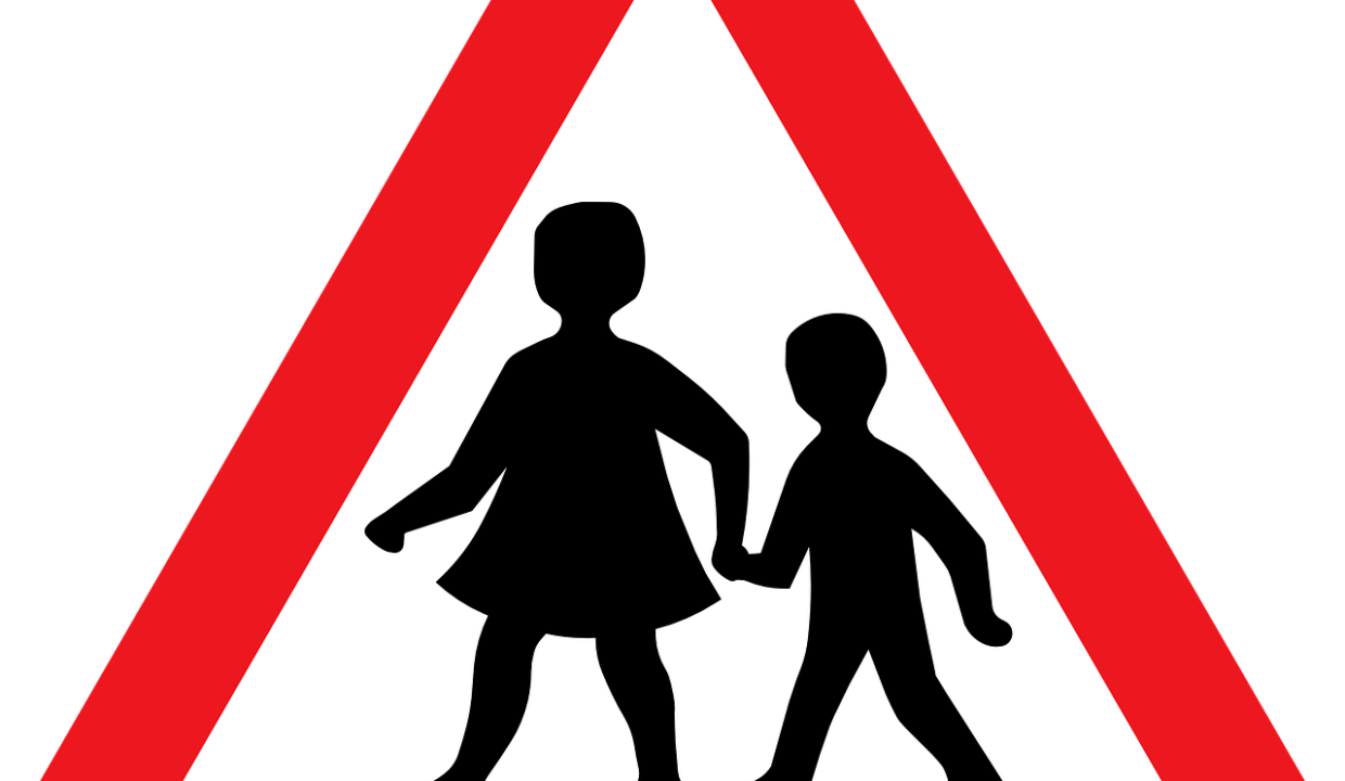 Enfants, écoles, Demi-lune, danger, sécurité routière, Caen